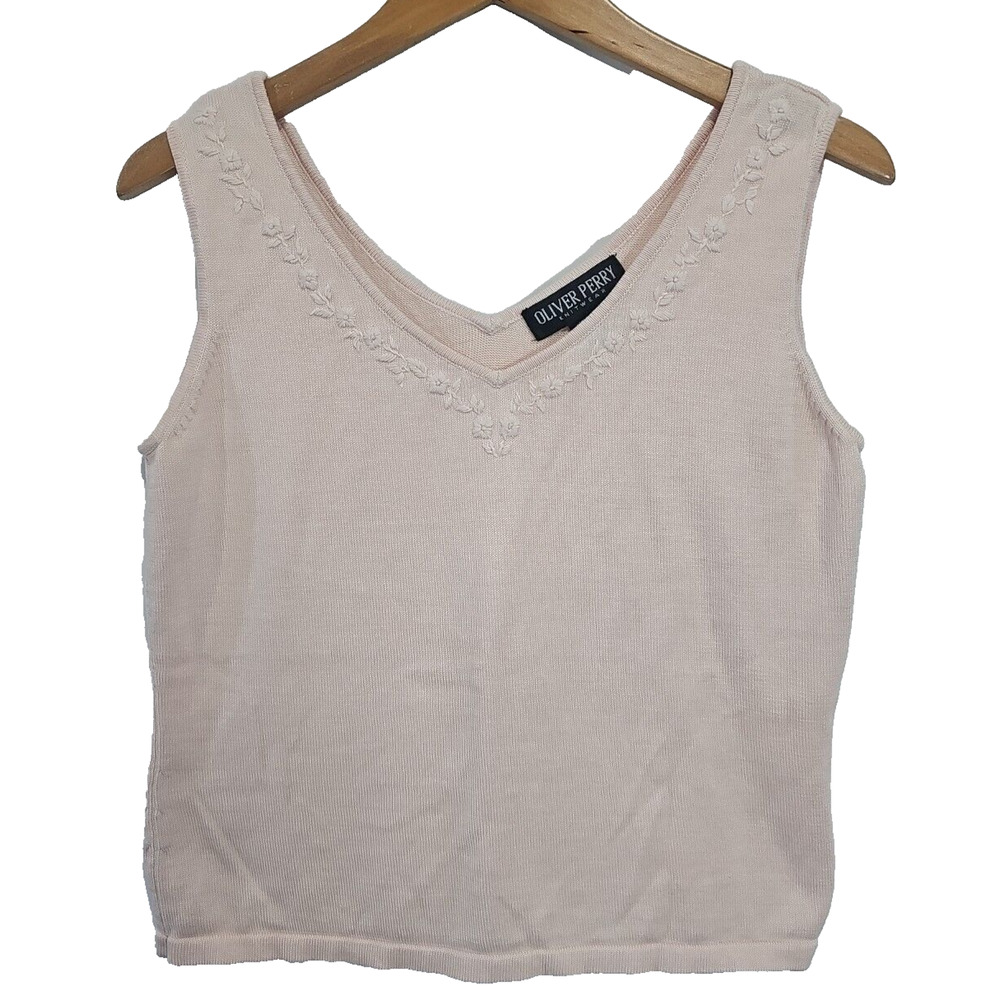 Oliver Perry Light Pink Silk Blend Knit Sleeveless Top Coquette Dainty Capsule M